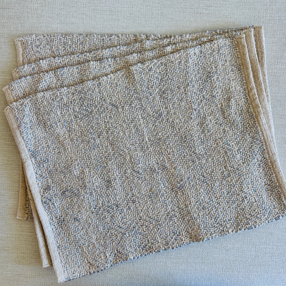 West Elm Metallic Woven Placemats Set of 4 Beige Silver 14x19